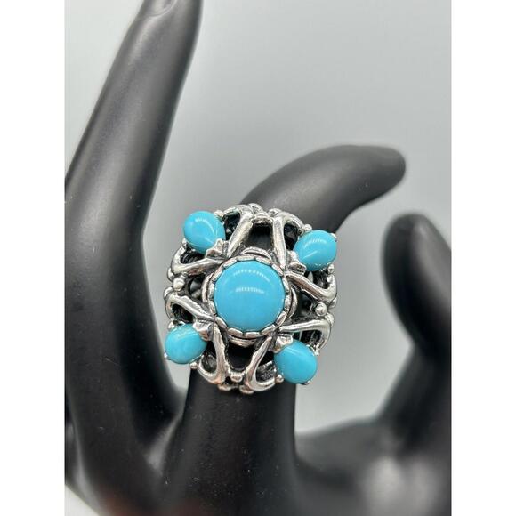 Carolyn Pollack Sterling Silver 925 Turquoise Stunning Vintage Ring Size 6 - Picture 1 of 16